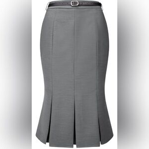 Hobemty Women's Elegant Skirt with Belt Below Knee Length Fishtail Skirt Small